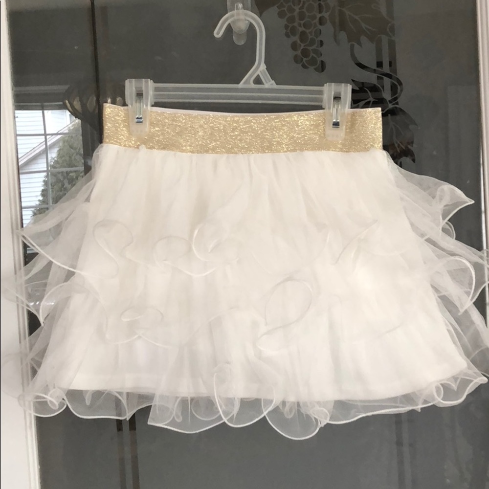 Justice Ivory Toole Skirt 10 gold elastic waist